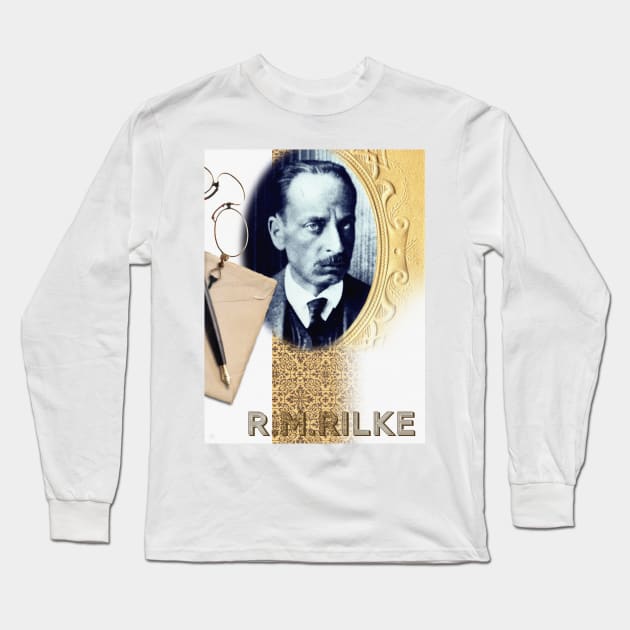 Rilke Collage Portrait Long Sleeve T-Shirt by Dez53